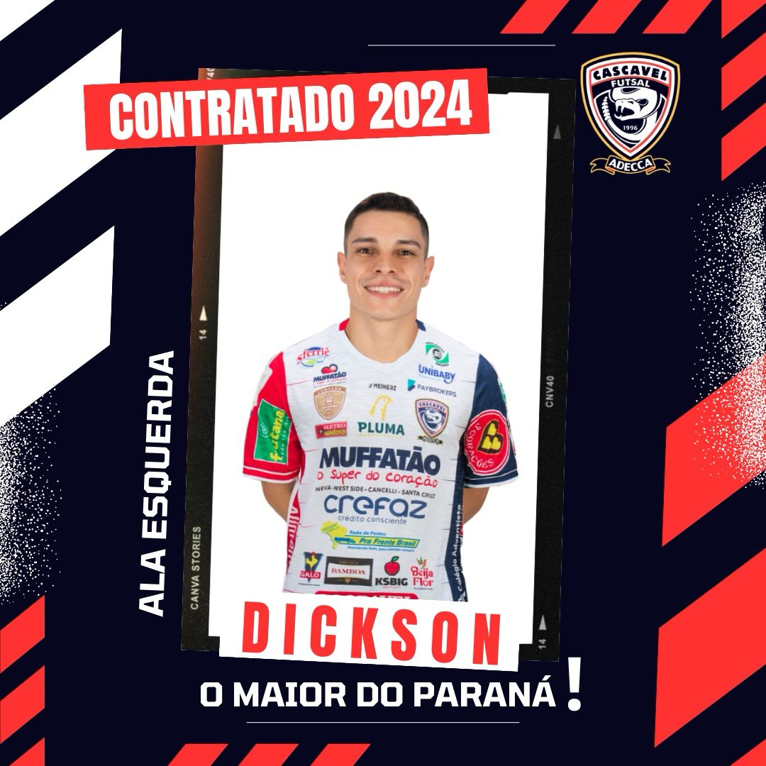 Cascavel Futsal anucia ala Dickson para a temporada 2024